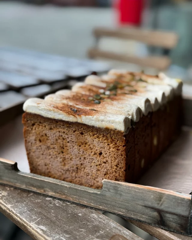 pumpkin spiced loaf cake on the counter today 🎃🧡